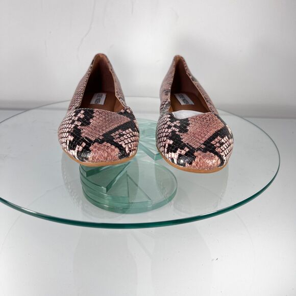 Steve Madden Danni Flats Faux Snakeskin Round Toe Slip On - Picture 2 of 7